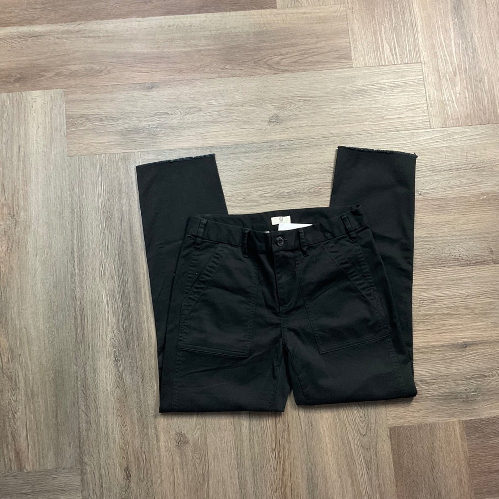NWT G1 Goods Anthropologie Fatigue Cargo Raw Hem Pant Womens 0 Black Classic